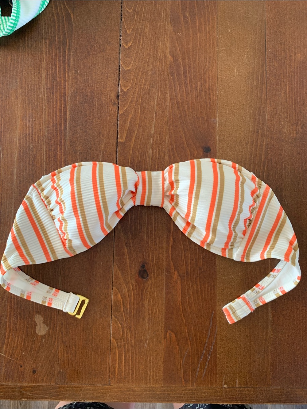 No Boundaries Orange and White Striped Bandeau Bikini Top